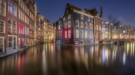 Амстердам, канал, HD обои HD wallpaper