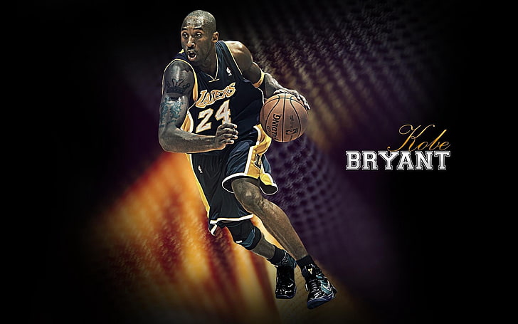 Wallpaper digital Kobe Bryant, kobe bryant, pemain bola basket, bola, negro, Wallpaper HD