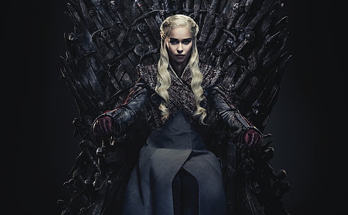 Emilia Clarke, Daenerys Targaryen, siedząca, tron, żelazo, Tapety HD HD wallpaper