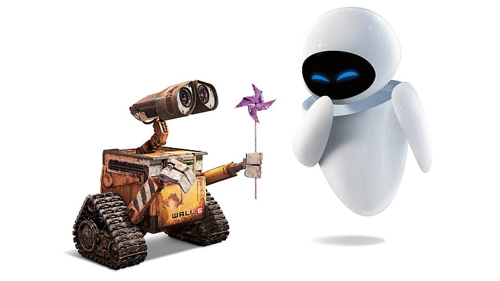 Wall-E and Eva, love, fiction, cartoon, robot, Eva, valley, WALL-E, HD wallpaper