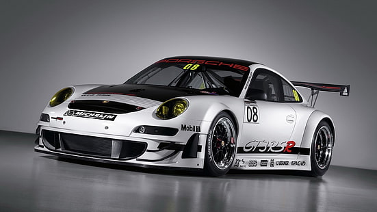 srebrny samochód wyścigowy, Porsche, Motorsport, wymiana, GT3 RS, Porsche 911, Tapety HD HD wallpaper