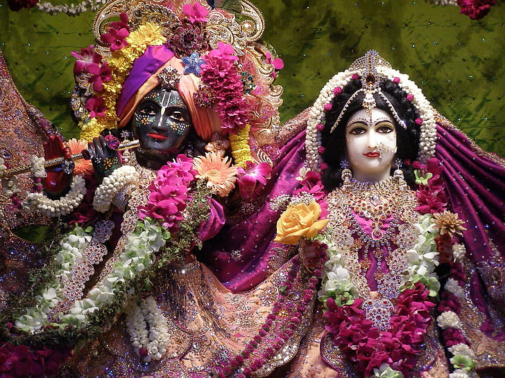 Dios Krishan Diosa Radha, dos estatuas religiosas, Dios, Señor Krishna, Radha, Fondo de pantalla HD