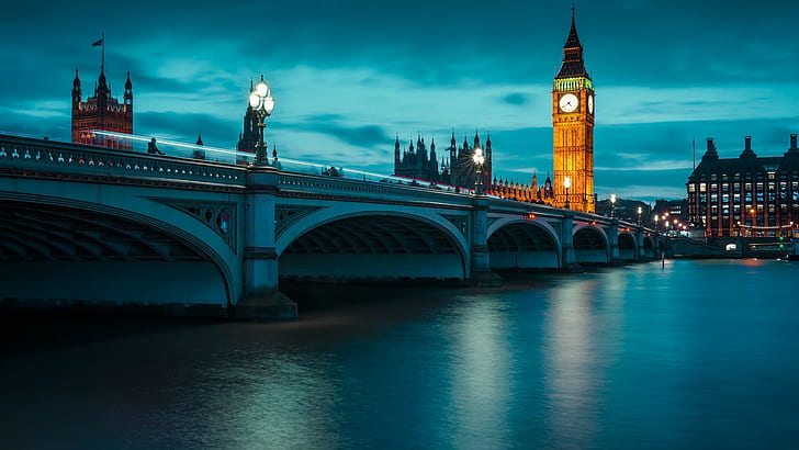 Londres, la Tamise, pont, photos de nuit, paysages, rivière, Londres, la Tamise, pont, photos de nuit, paysages, rivière, Fond d'écran HD