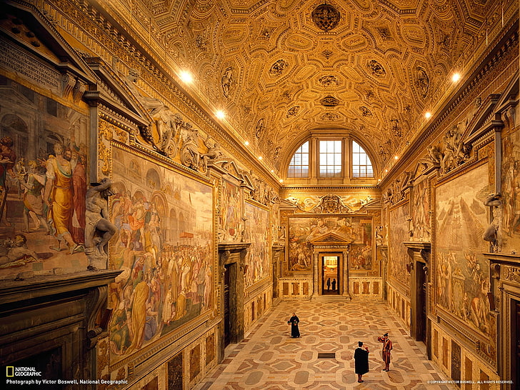 Vatican City-National Geographic photo wallpaper, museum interior, HD wallpaper
