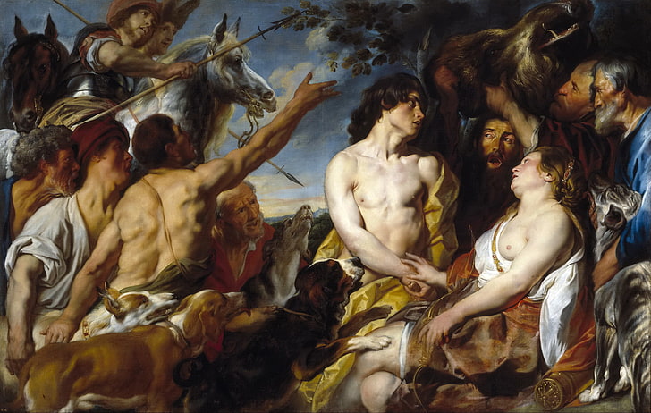 quadro, mitologia, Jacob Jordaens, Meleagro e Atalanta, Sfondo HD