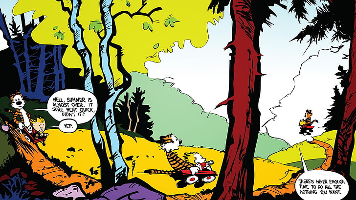 komik, komik, Calvin dan Hobbes, filsafat, penuh warna, Wallpaper HD