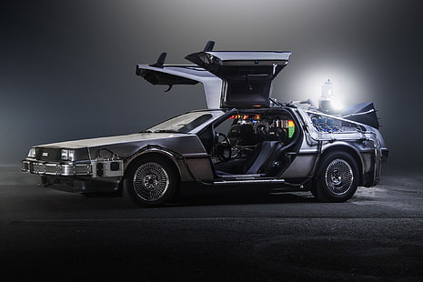 สีเทา Back to the Future coupe, เครื่องบอกเวลา DeLorean, Back to the Future, 2017, HD, วอลล์เปเปอร์ HD HD wallpaper