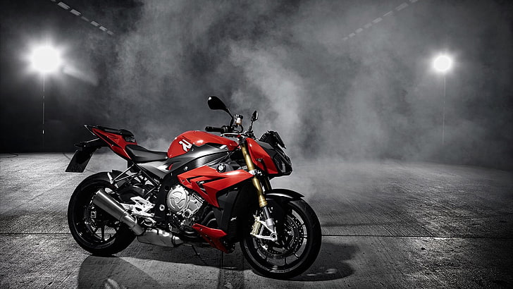 красно-черный спортивный мотоцикл, бмв, мотоцикл, бмв с1000р, HD обои