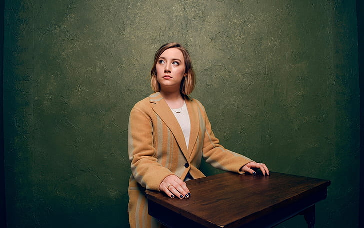 Saoirse Ronan 02, woman's brown 1-button coat, Saoirse, Ronan, HD wallpaper