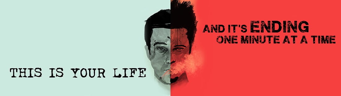 green and red background with text overlay, man's face illustration with texts overlay, Fight Club, movies, typography, HD wallpaper HD wallpaper