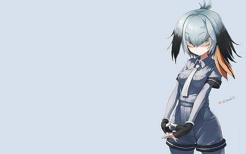 Anime, Kemono Friends, einfacher Hintergrund, Schuhschnabel (Kemono Friends), Uniform, HD-Hintergrundbild HD wallpaper