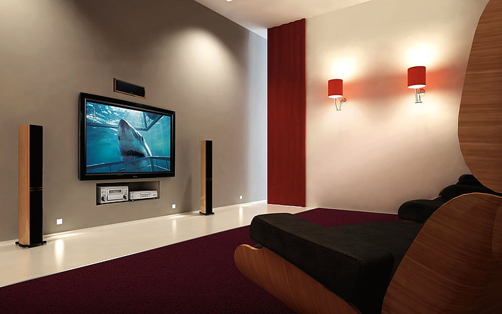 bingkai tempat tidur kayu hitam dengan kasur putih, kamar, di dalam ruangan, Wallpaper HD