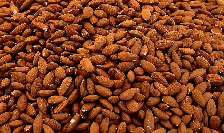 almonds, cores, fruit, nuts, HD wallpaper