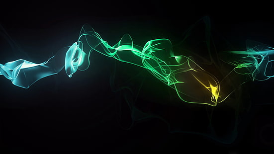 grön, gul och blå rök tapeter, rök, slöja, färgglada, bakgrund, HD tapet HD wallpaper
