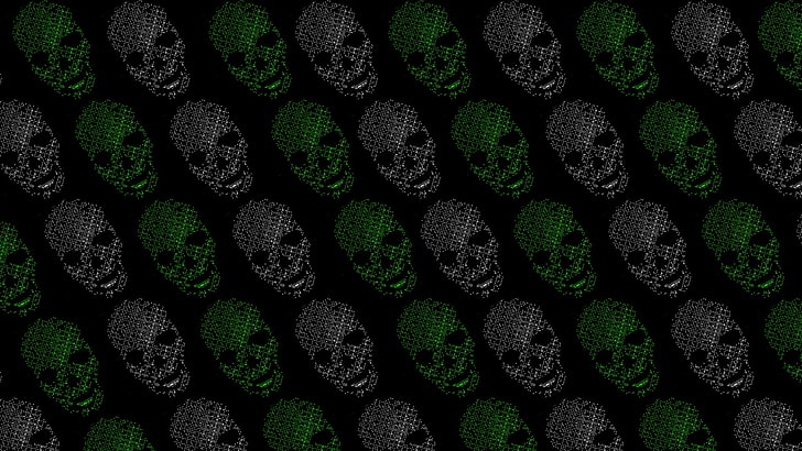 tengkorak, hitam, hijau, Watch_Dogs 2, Wallpaper HD
