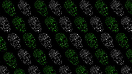 tengkorak, hitam, hijau, Watch_Dogs 2, Wallpaper HD HD wallpaper