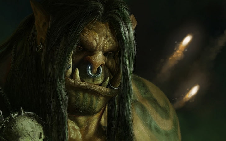 Orc Warcraft Charakter digitale Tapete, World of Warcraft, Höllschrei Grommash, Warlords of Draenor, HD-Hintergrundbild