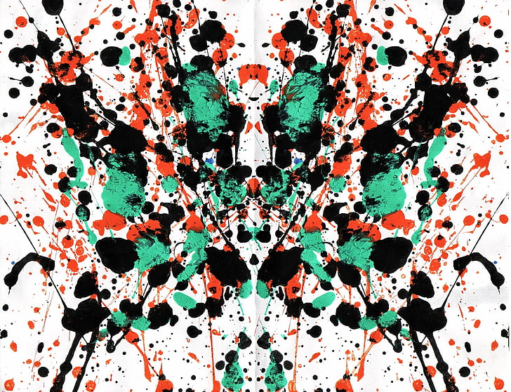 Tes Rorschach, cat percikan, tinta, simetri, Wallpaper HD