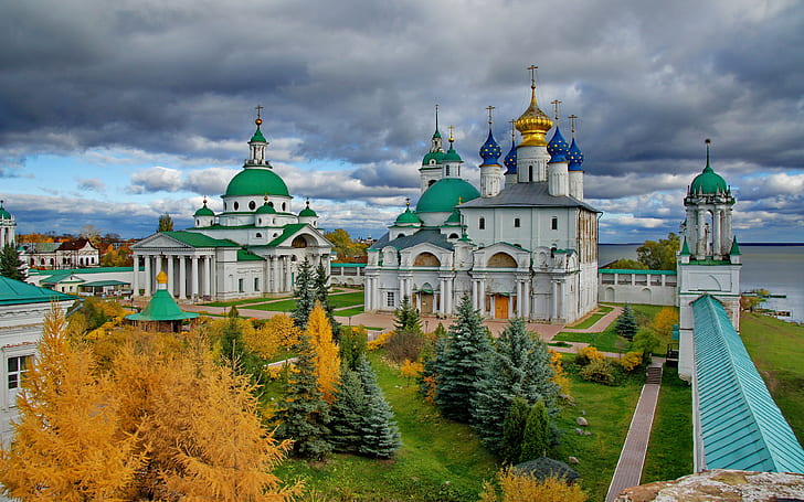 الكنائس الأرثوذكسية ، جدران سباسو دير ياكوفليفسكي ، روستوف الكبرى ، روسيا، خلفية HD