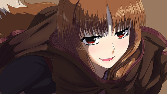 braunhaarige weibliche Anime-Charaktertapete, Spice and Wolf, Holo, Anime, Okamimimi, Anime-Mädchen, HD-Hintergrundbild HD wallpaper