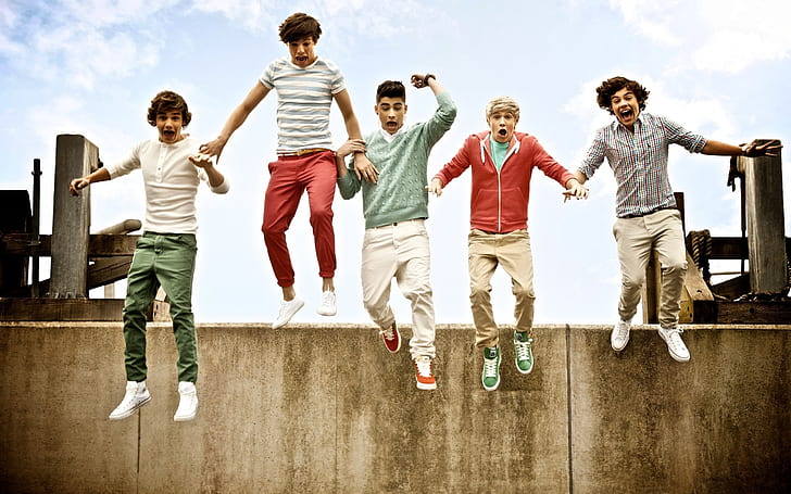 One Direction Jumping, uma direção, Harry, cara, celebridades, celebridade, HD papel de parede