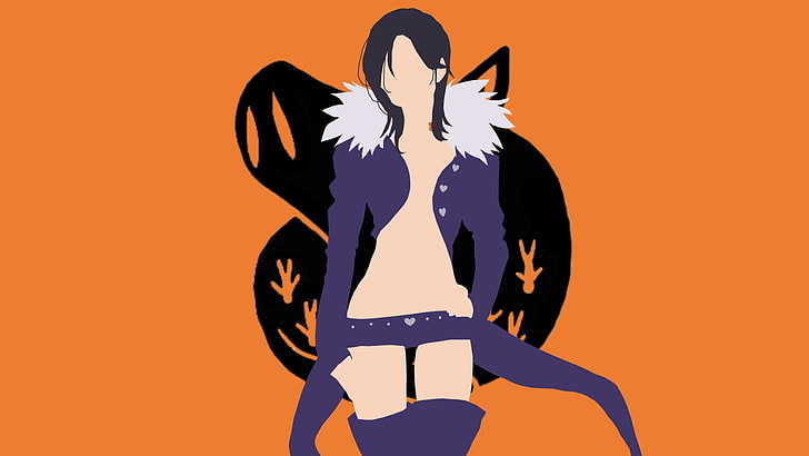 Anime, Die sieben Todsünden, Schwarzes Haar, Merlin (Die sieben Todsünden), Minimalist, Overknee-Stiefel, HD-Hintergrundbild