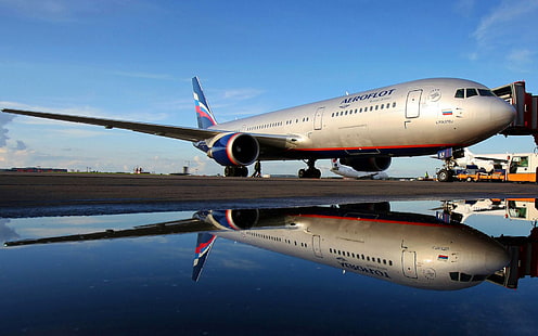 Boeing 767, avion aeroflot gris et bleu, avion, 1920x1200, boeing, boeing 767, Fond d'écran HD HD wallpaper