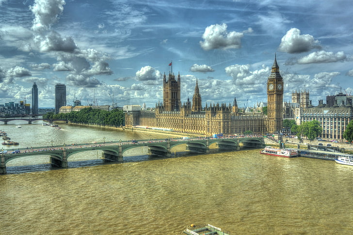 London, HDR, bridge, Big Ben, HD tapet
