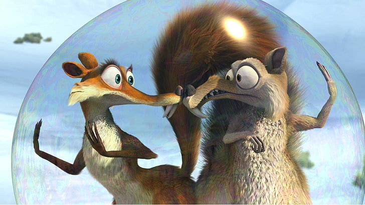 Ice Age characters, cartoon, protein, Ice Age, bubble, HD wallpaper