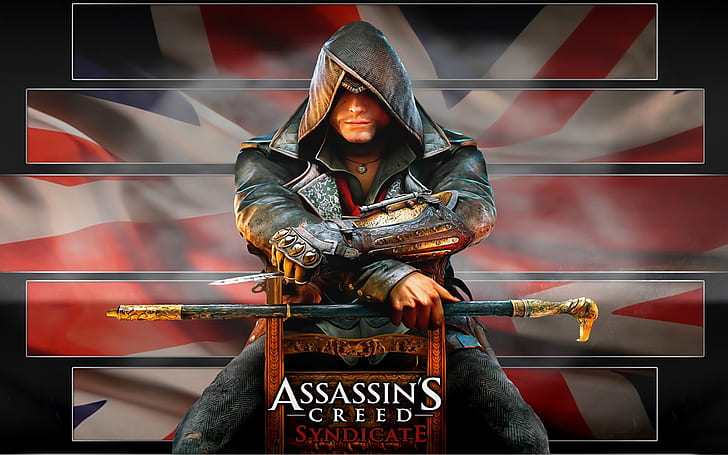 Assassin's Creed: Syndikat, Mörder auf Stuhl sitzen, Assassin's Creed-Syndikat-Poster, Assassin, Creed, Syndikat, Mörder, Sitzen, Stuhl, HD-Hintergrundbild