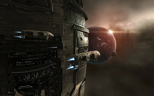 EVE Online, Amarr, space, spaceship, space station, HD wallpaper HD wallpaper