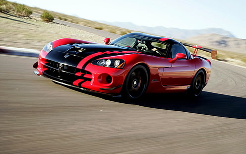 Dodge Viper ACR Motion Blur HD, รถแข่งสีแดงและสีดำ, รถยนต์, เบลอ, การเคลื่อนไหว, หลบ, งู, acr, วอลล์เปเปอร์ HD HD wallpaper