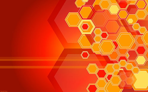 Orange Hexagons HD 1080p, vettoriale, 1080p, esagoni, arancione, Sfondo HD HD wallpaper