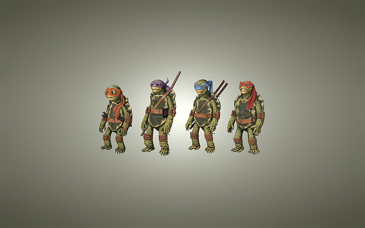 vier TMNT Illustration, heller Hintergrund, Rafael, TMNT, Raffael, Leonardo, Donatello, Michelangelo, Teenage Mutant Ninja Turtles, HD-Hintergrundbild