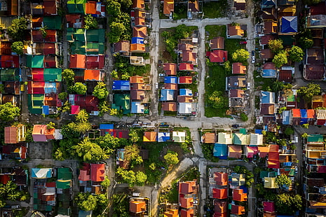 vista aérea, manila (cidade), colorido, HD papel de parede HD wallpaper