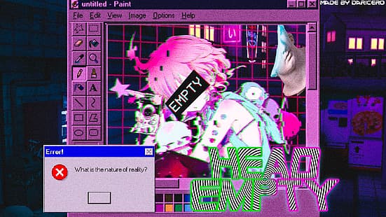 vaporwave, бъг арт, розова коса, шум, аниме момичета, HD тапет HD wallpaper