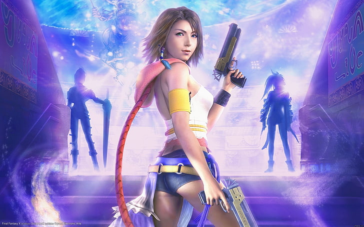 woman holding pistol character, Final Fantasy, Final Fantasy X-2, HD wallpaper