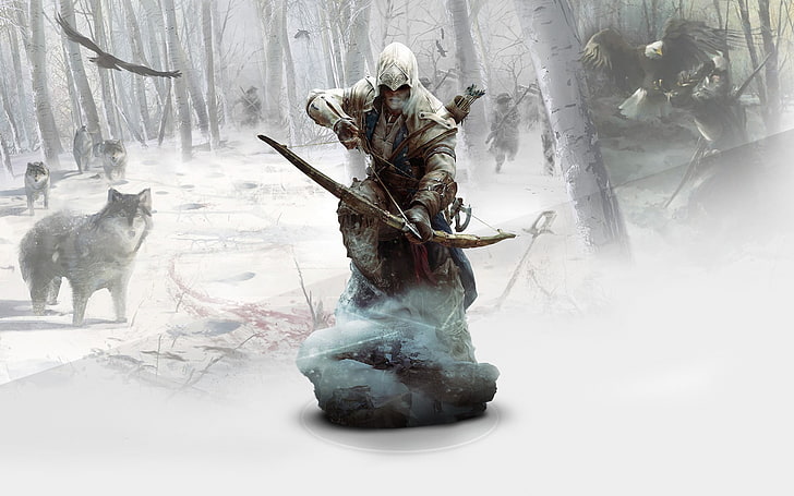 Bogenschütze mit Bogen, Videospiele, Assassin's Creed, Wolf, Assassin's Creed III, Connor Kenway, HD-Hintergrundbild