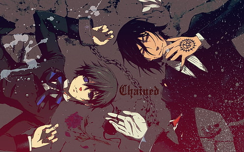 Black Butler-karaktärer, Kuroshitsuji, Black Butler, Michaelis Sebastian, Ciel Phantomhive, HD tapet HD wallpaper