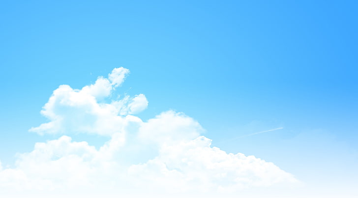 Klarblå himmelpanorama, vita moln, natur, sol och himmel, blå, klar, panorama, HD tapet