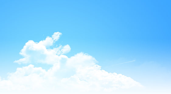 Ясно синьо небе Панорама, бели облаци, природа, слънце и небе, синьо, ясно, панорама, HD тапет HD wallpaper