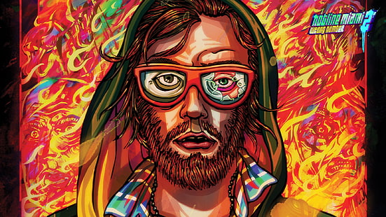 رجل في رسم النظارات ، الخط الساخن ميامي ، ألعاب الفيديو ، الخط الساخن ميامي 2: رقم خاطئ، خلفية HD HD wallpaper