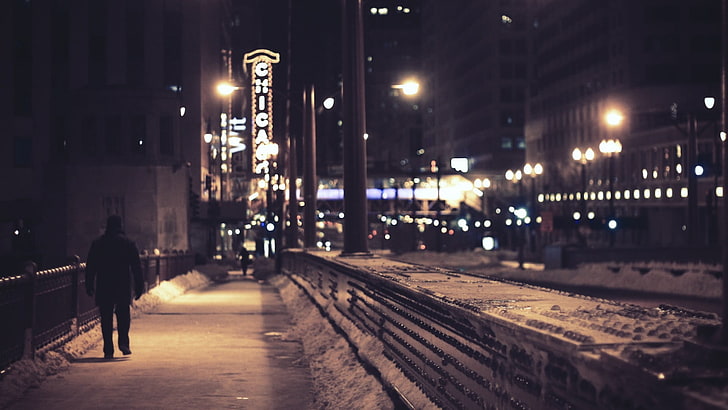 cityscape, city, night, urban, Chicago, HD wallpaper
