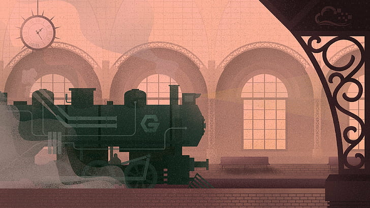 digitalocean train train station steam locomotive, HD wallpaper