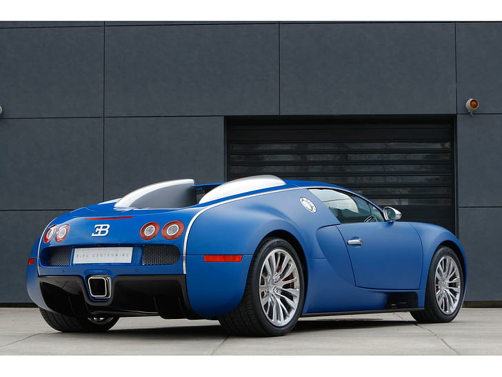 Bugatti 16.4 Veyron Sang Bleu, 2009 bugatti veyron bleu centenaire na zewnątrz, samochód, Tapety HD