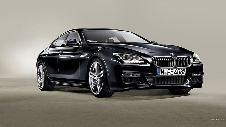 berline BMW noire, BMW 6, voiture, Fond d'écran HD