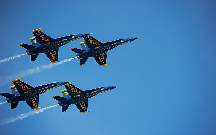 Blue Angels กองทัพเรือสหรัฐ 4K, น้ำเงิน, นางฟ้า, น้ำเงิน, วอลล์เปเปอร์ HD