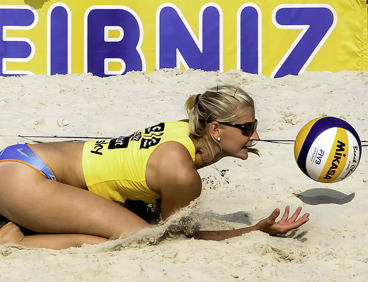 the ball, athlete, Beach volleyball, beach-voley, HD wallpaper