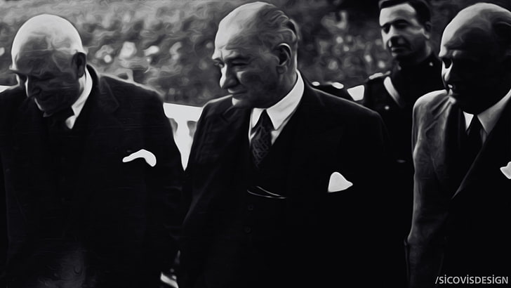 monokrom, Mustafa Kemal Atatürk, HD tapet