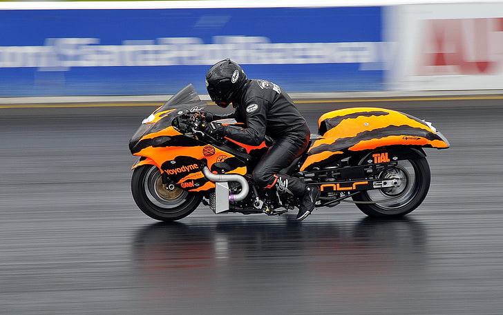 оранжевый и черный спортивный мотоцикл, мотоцикл, велосипед, гонки, спорт, HD обои